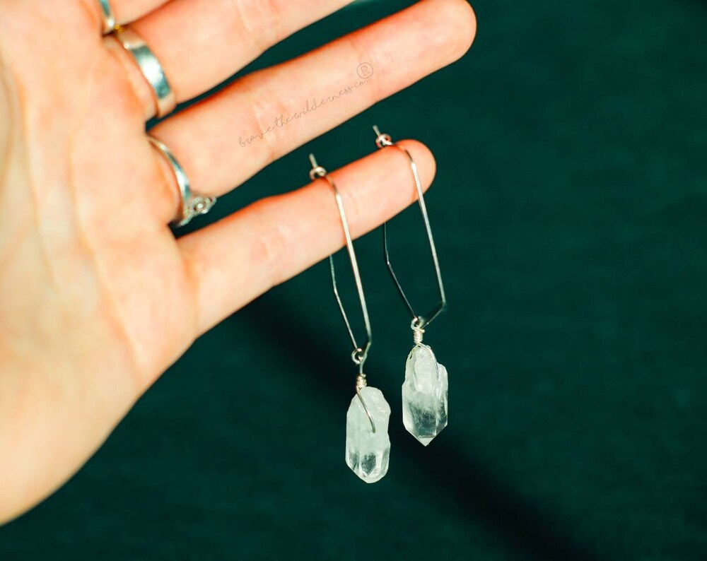 Clear Quartz - Sterling Silver Drop Earrings
