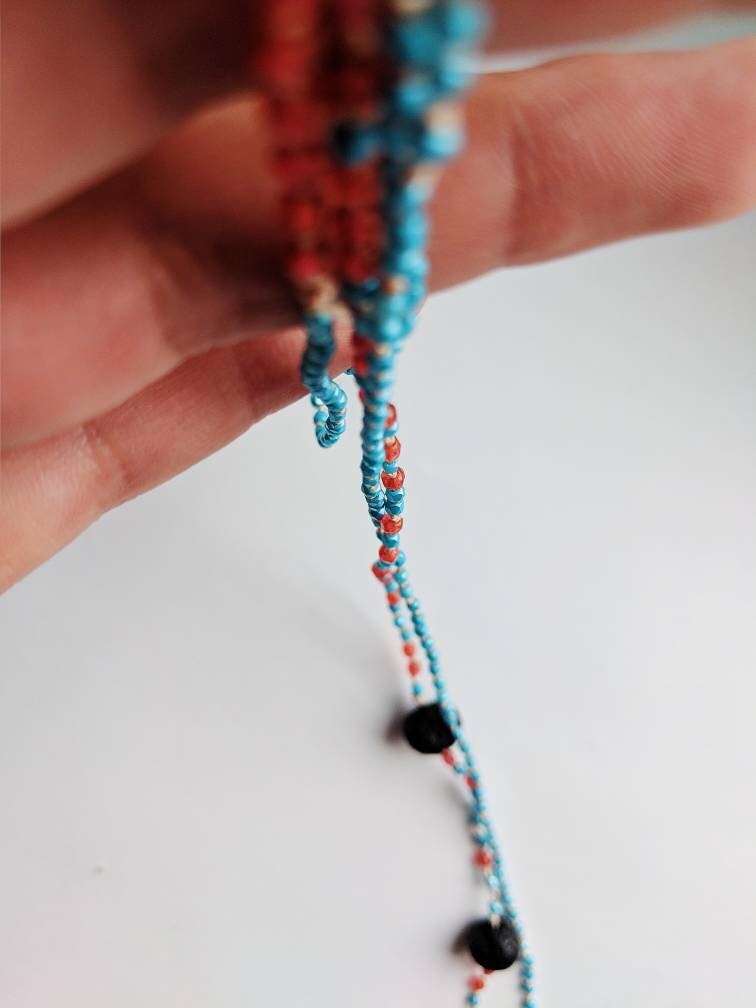 Fine Beaded Essential Oil Necklace- Long Tribal