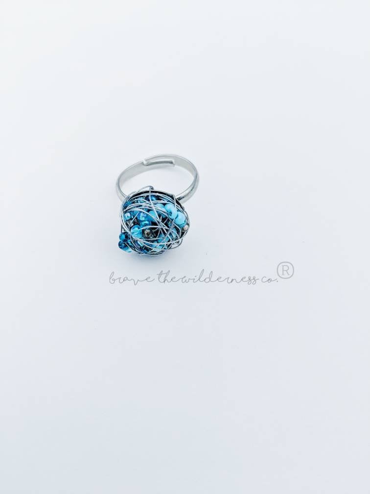 Clearance* Blue Bead - Statement Ring