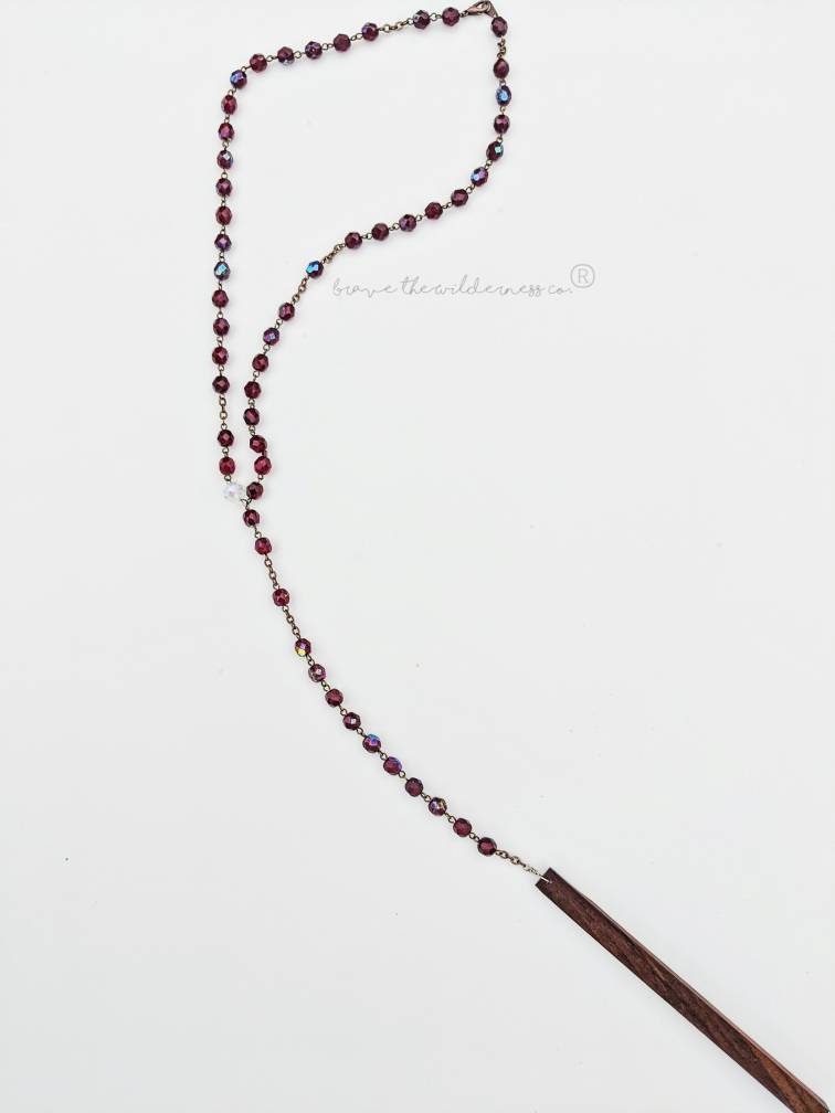 Bronze, Wood and Garnet - Statement Necklace