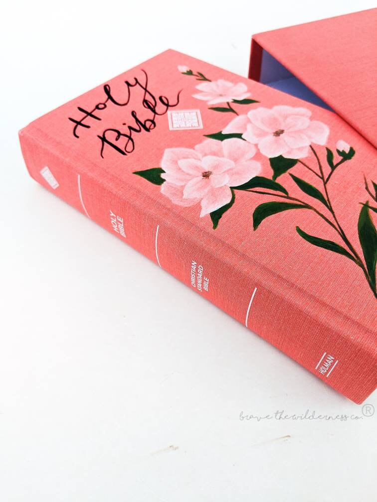 Floral- Peach Hand Painted Bible and Case CSV Version
