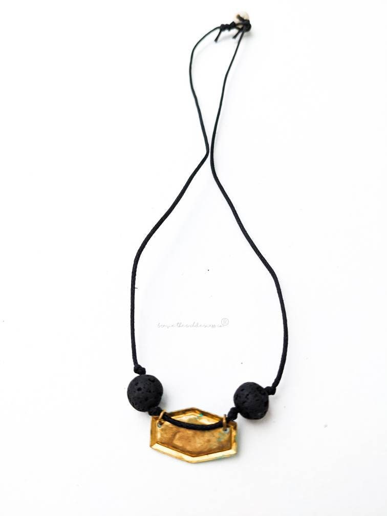 Surf Necklace #10 - Brass Floral Charm Essential Oil Diffuser Necklace Tropical Hawaii