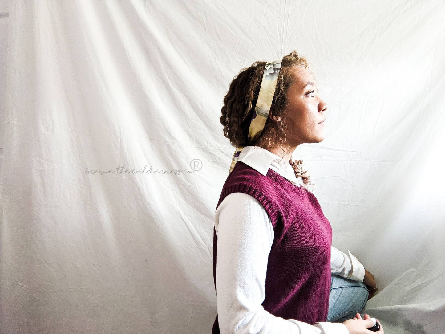 Floral Abstract - Vintage 1980s Satin Scarf Hair