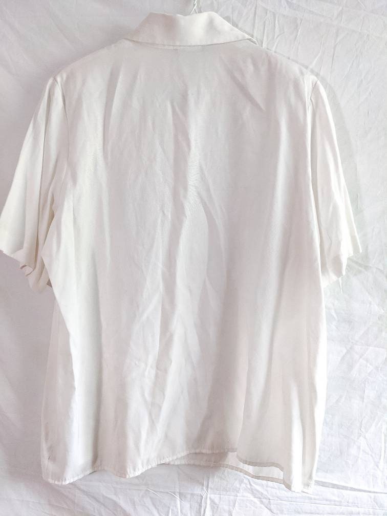 Embroidered Collar - Vintage Short Sleeve Jantzen Classic Button Up Collard Shirt