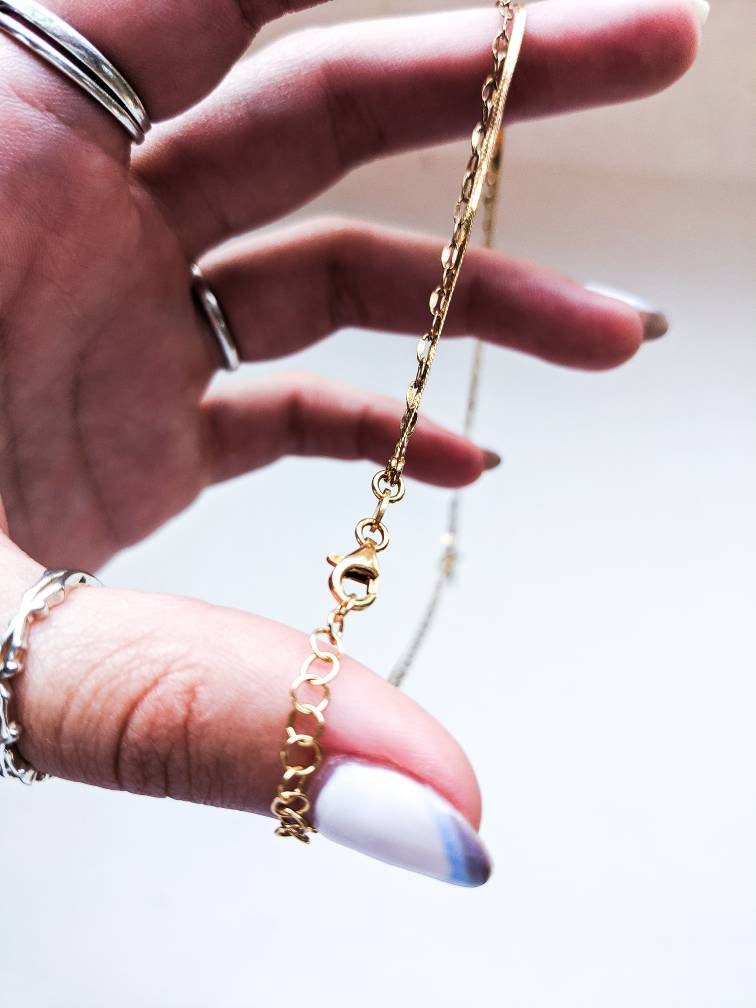 Gold Feather - Layered Chain With Pendant Italian Sterling Silver Chain Necklace