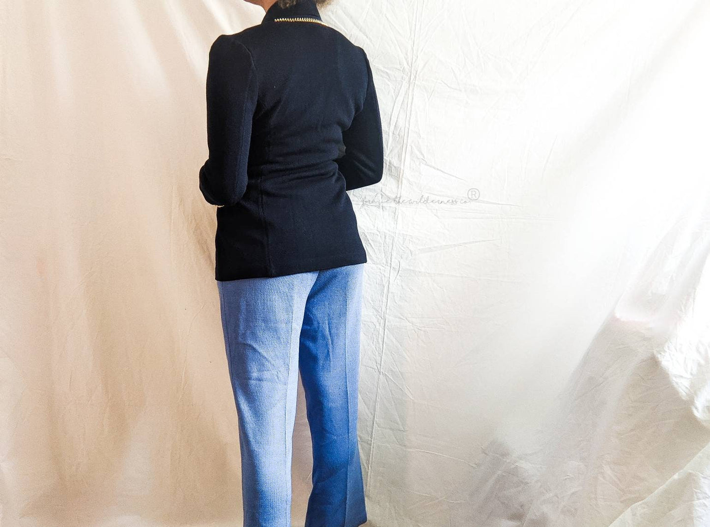 Gold and Navy - St John Collection Knit Blazer