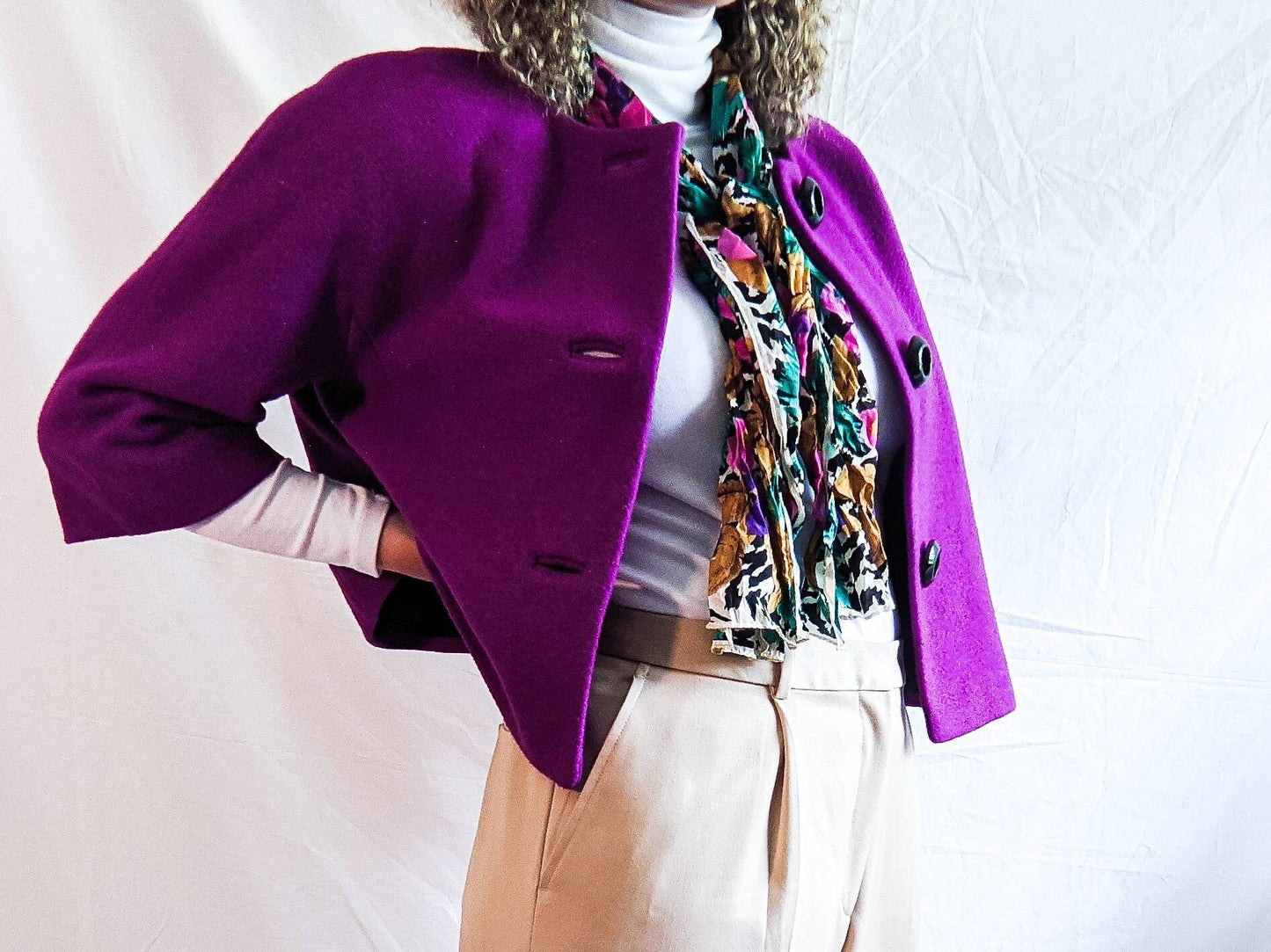 Floral Abstract - Vintage 1980s Silk Scarf Hair