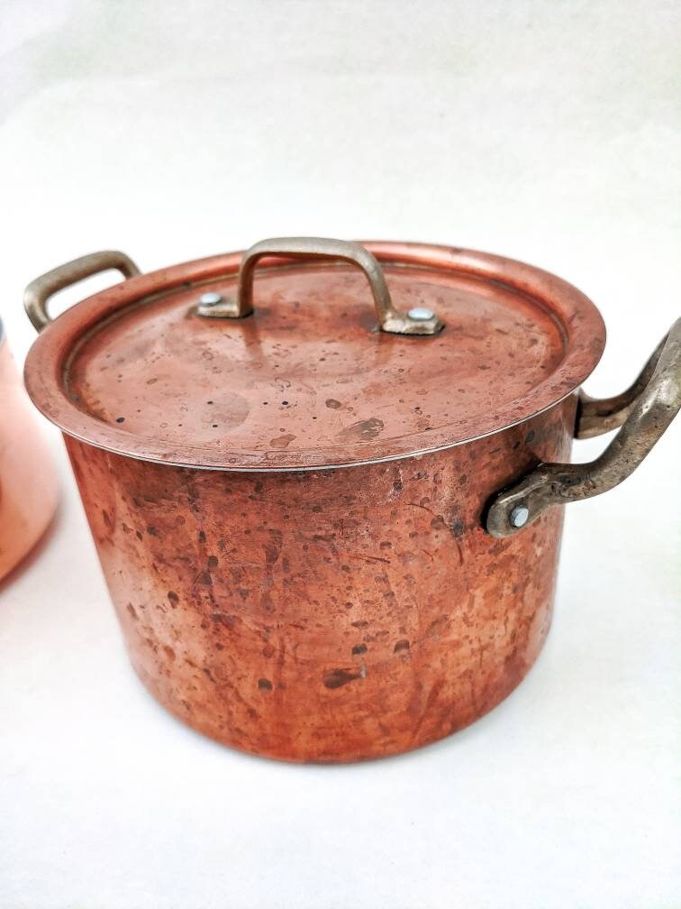 Copper - Vintage Centuria Baumlin Pot And Lid Skillet Made in France