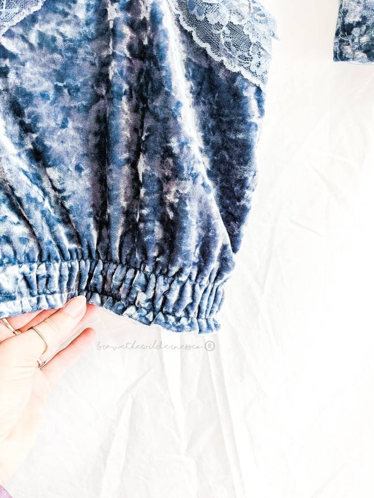 Crushed Velvet Two Piece Set- Blue Upcycled