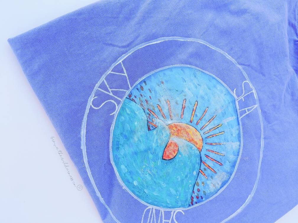 Sky, Sea and Sand - Hand Painted Tee Shirt