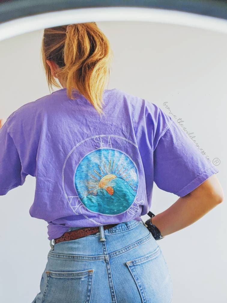 Sky, Sea and Sand - Hand Painted Tee Shirt