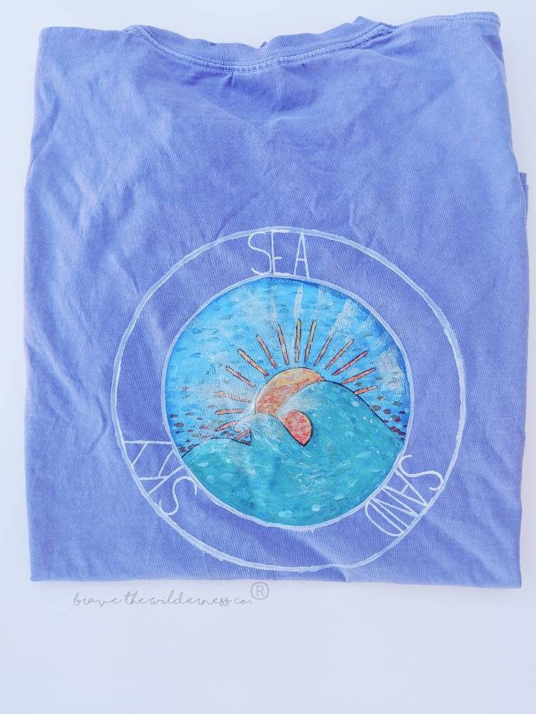 Sky, Sea and Sand - Hand Painted Tee Shirt