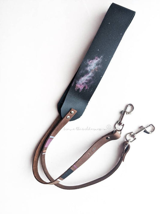 Milky Way Forest - Leather Camera Strap Handmade and Painted