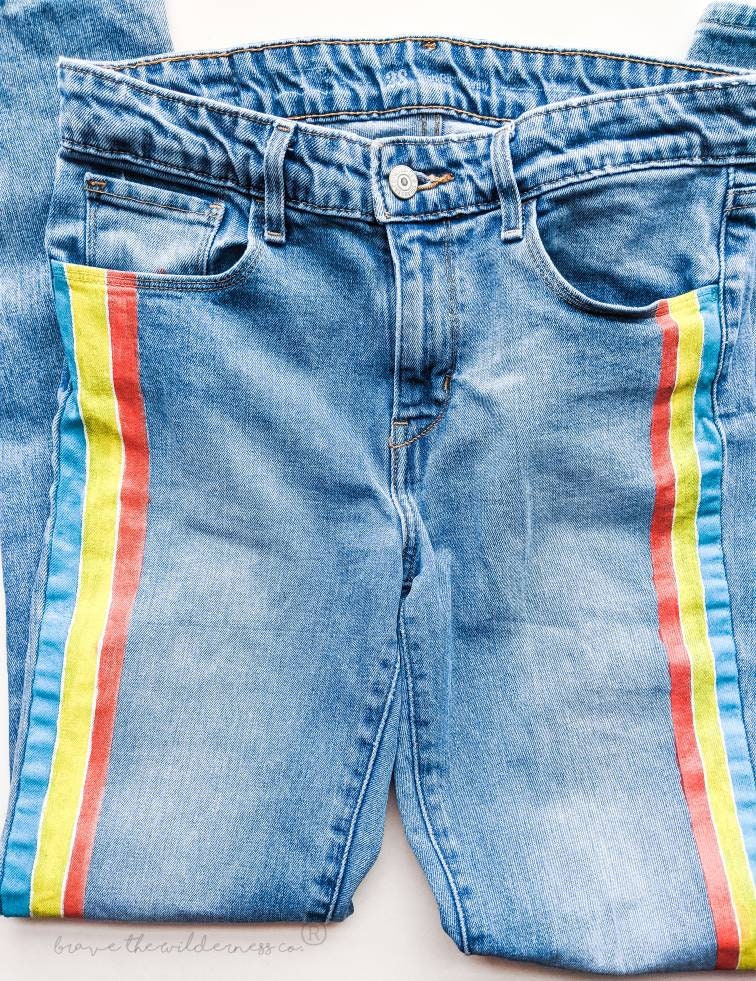 Be Groovy - Levi Jeans with Hand Painted Stripes and Pocket