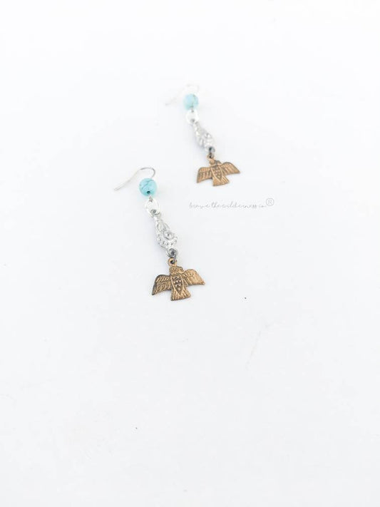 Thunderbird and Turquoise - Drop Earrings