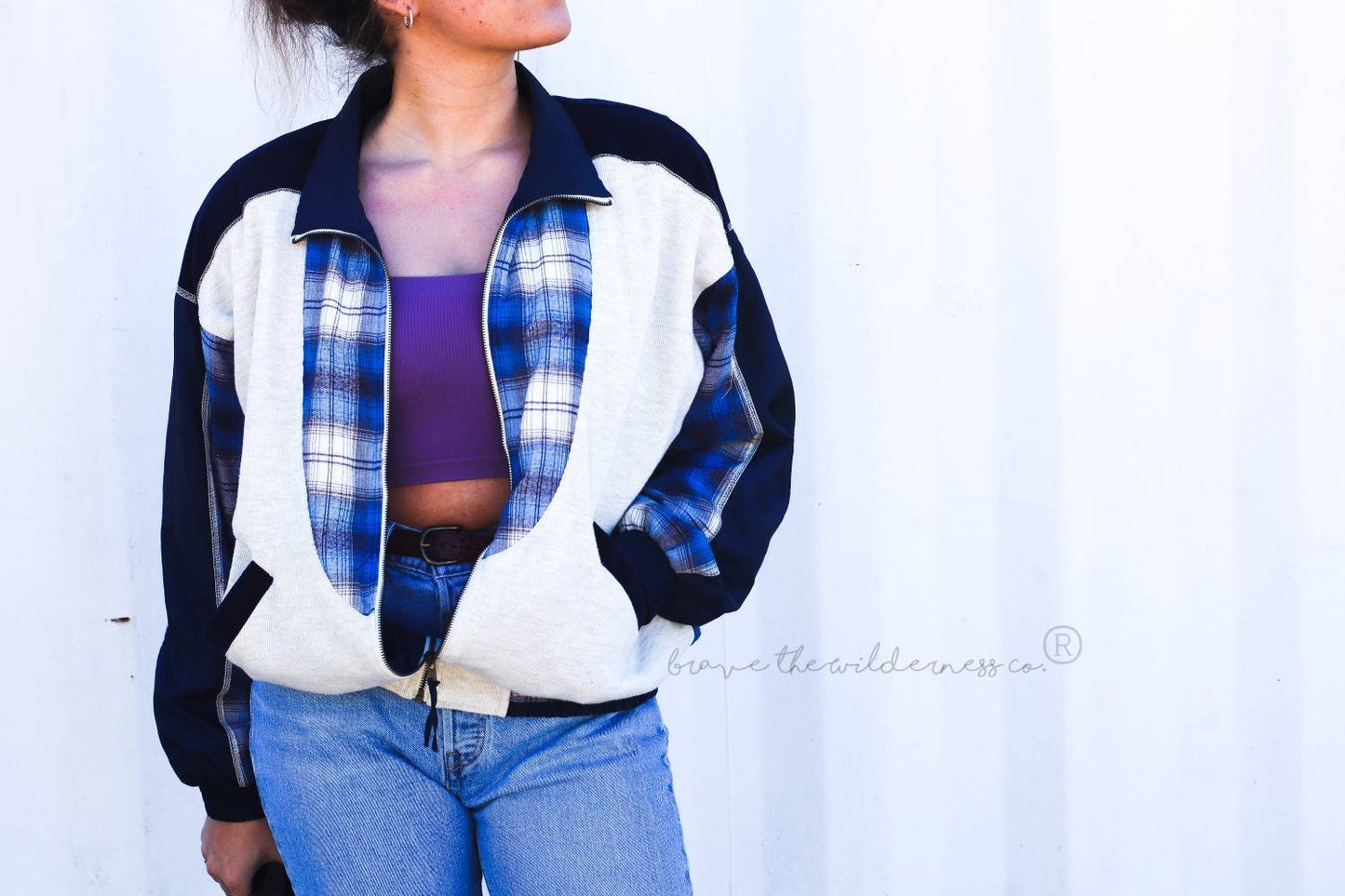 Blue Plaid - Vintage Lavon Patterned Windbreaker