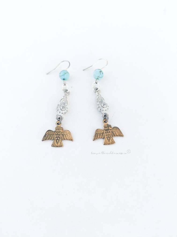 Thunderbird and Turquoise - Drop Earrings