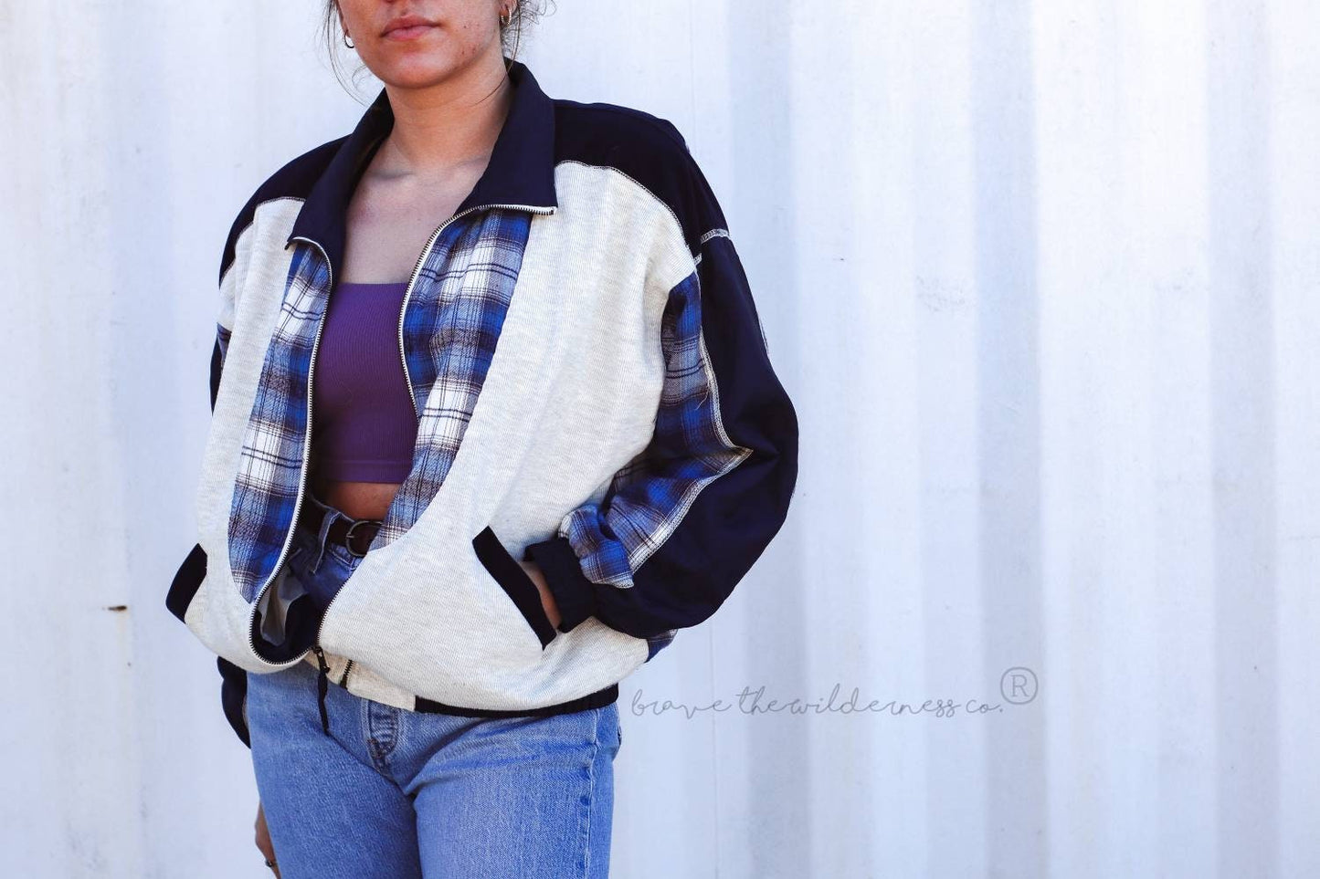 Blue Plaid - Vintage Lavon Patterned Windbreaker