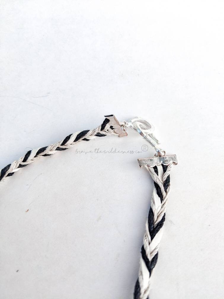 Rise - Braided Leather Hemp Necklace Silver Brass