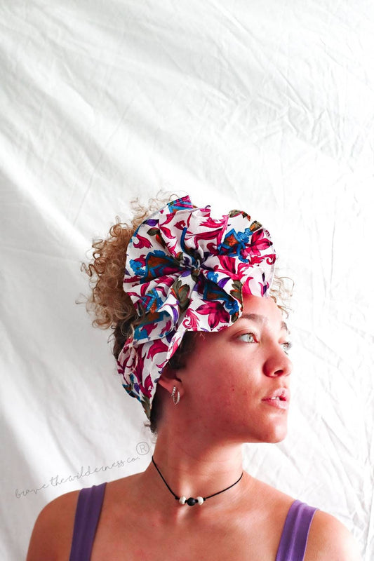 Bright Pattern - Vintage 1980s Velcro Head Scarf