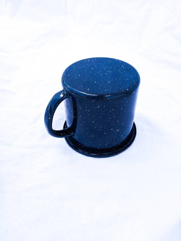 Vintage Cup - Vintage Blue Enamel and Silver Plated Cup