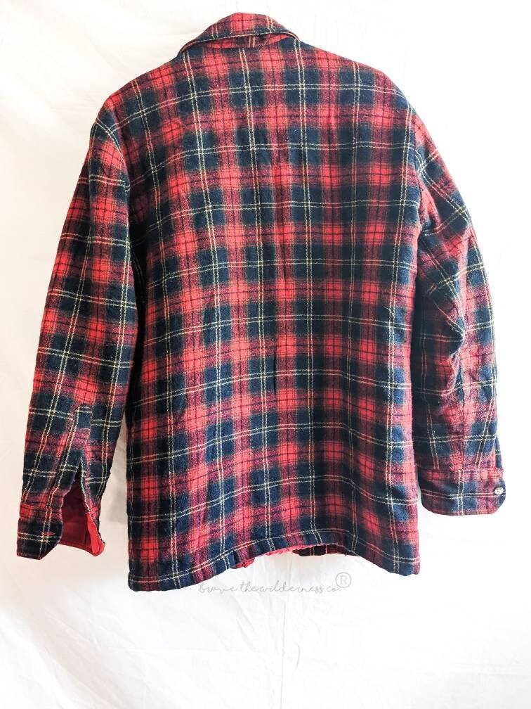 Red Plaid - Vintage Lined Wool St. John's Bay Flannel Layering Button Up