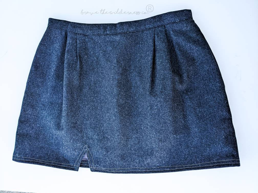 Upcyled - Wool Pleated Mini Skirt Dark Grey Fall Fashion