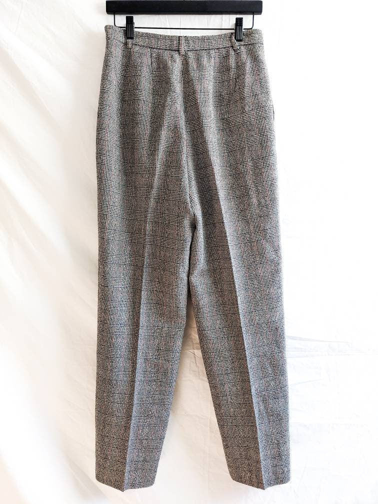 Black White Orange Pattern - Vintage Wool Pants Slacks Trousers