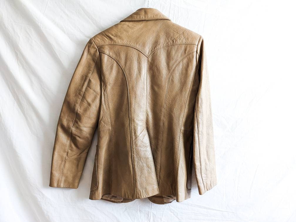 Light Tan - Vintage 1980s Genuine Leather El Venado Jacket Blazer