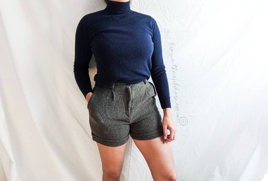 Gray - Upcycled Wool Shorts Dark Academia