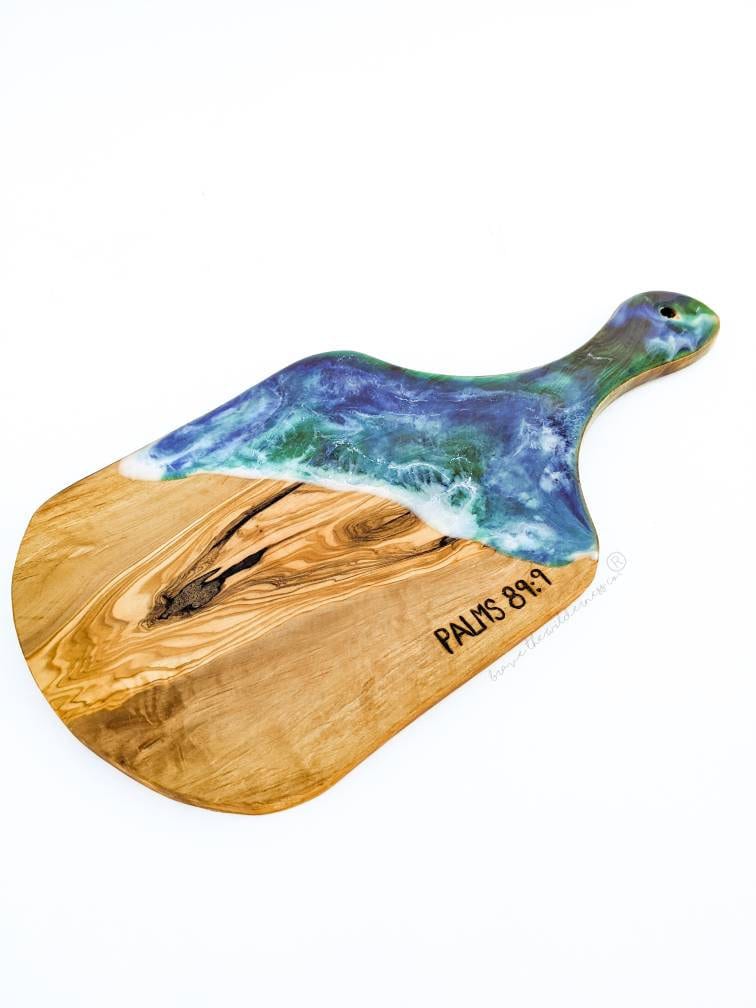 Waves Psalms 89:9 - Olive Wood Epoxy Small Cheese  Charcuterie Board