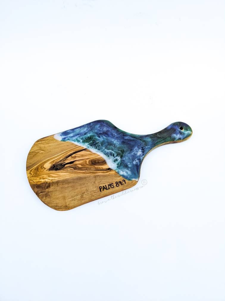 Waves Psalms 89:9 - Olive Wood Epoxy Small Cheese  Charcuterie Board