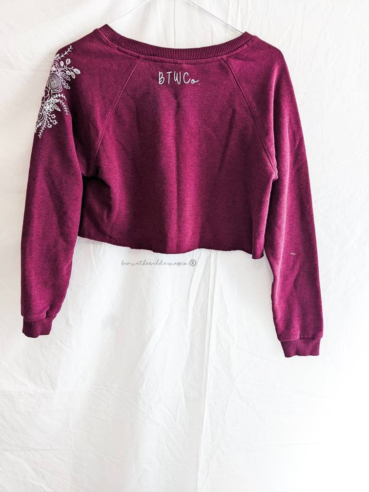 Slow Down Fashion - Upcycled Thrifted Cropped Floral Sweatshirt