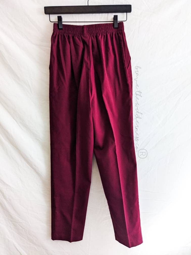 Red Burgundy - Vintage 80s High Waisted Pants Trousers