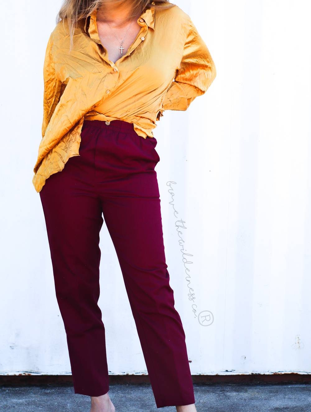 Red Burgundy - Vintage 80s High Waisted Pants Trousers