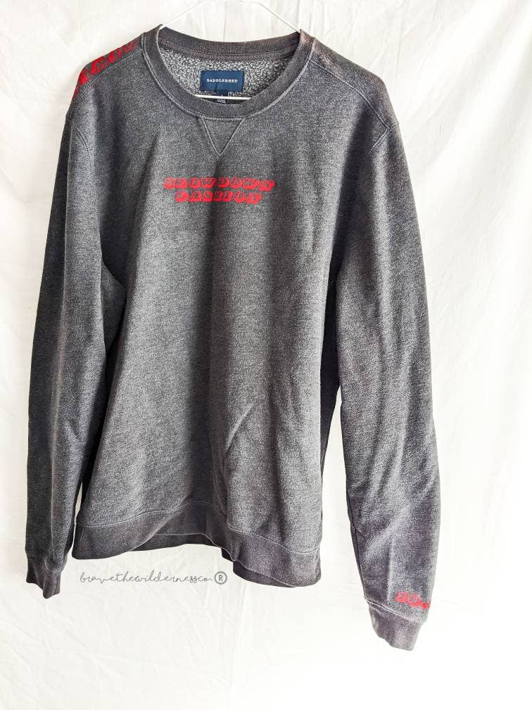 Slow Down Fashion - Upcycled Thrifted Grey Sweatshirt Clothing Hierarchy Sustainability