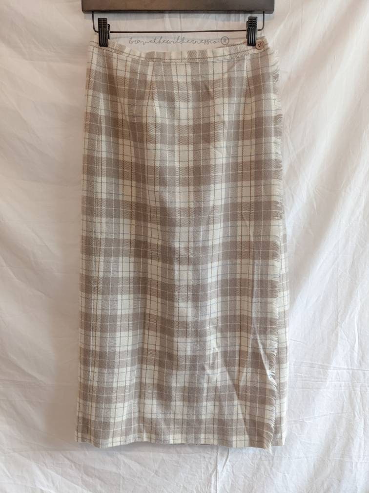 Plaid - Vintage Wool Mix Wrap Skirt