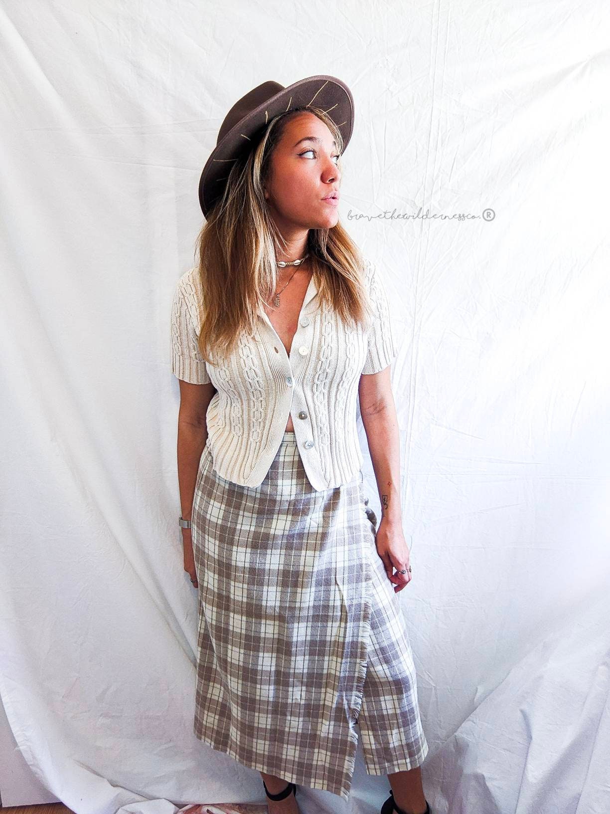 Golden Days - Wool Upcycled Custom Brown Wide Brim Fedora Wedding Eclectic