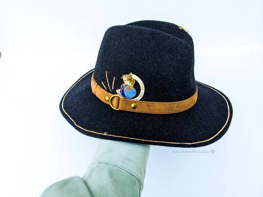 Alaska Gold Rush - Wool Upcycled Custom Charcoal Wide Brim Fedora Eclectic