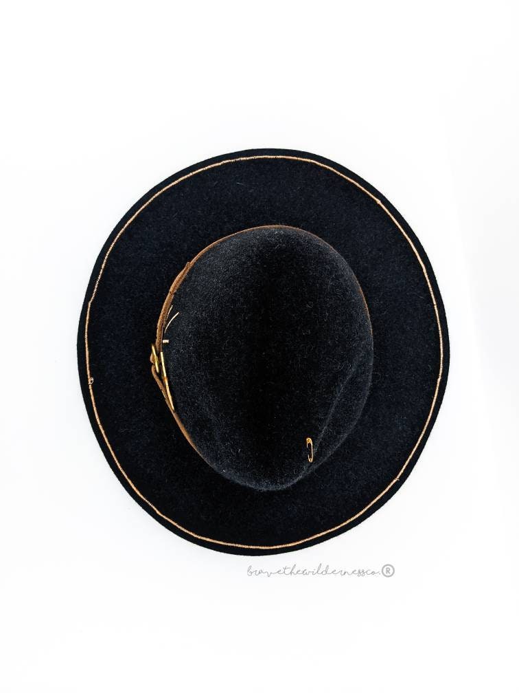 Alaska Gold Rush - Wool Upcycled Custom Charcoal Wide Brim Fedora Eclectic