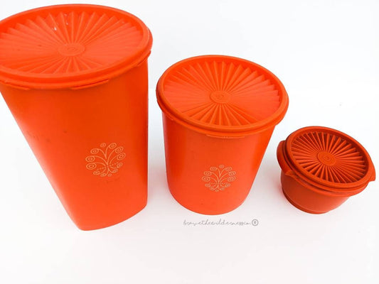 Orange - Vintage Tupperware Cannisters Set