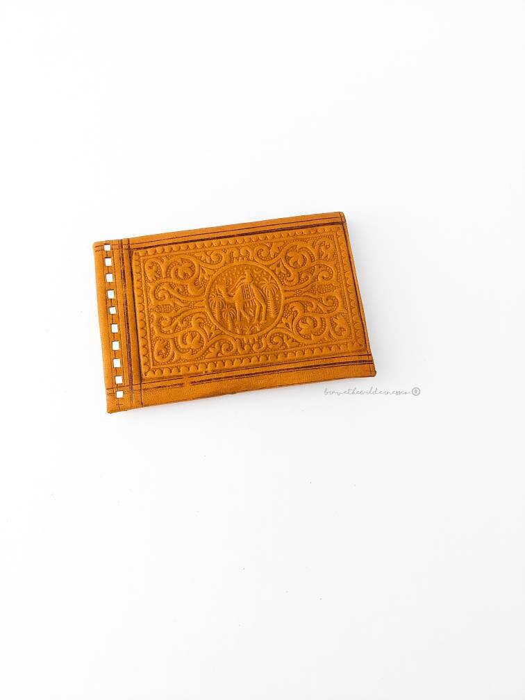 Tooled Camel Design - Vintage Yellow and White Wallet