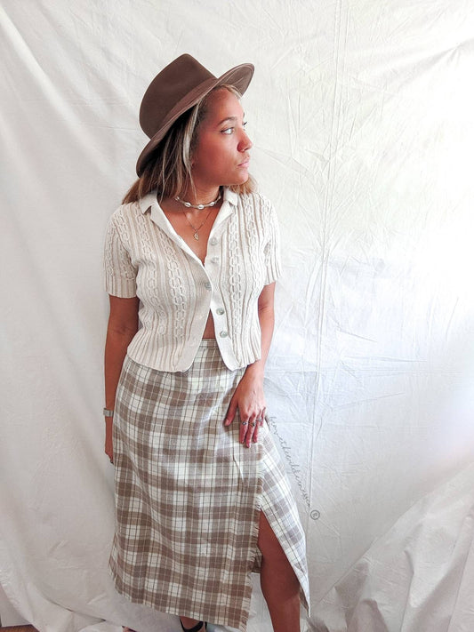 Plaid - Vintage Wool Mix Wrap Skirt