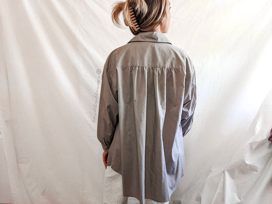 Purple Grey Oversized Shirt - Vintage Romans Button Up Shirt