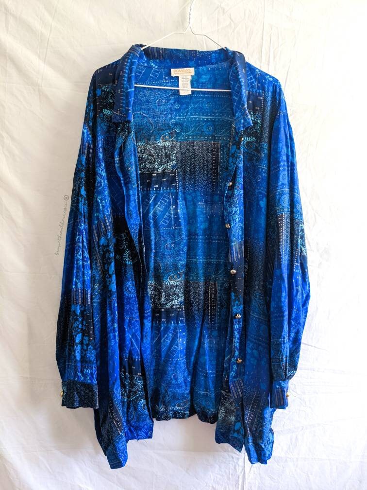 Blue Oversized Shirt - Vintage Romans Button Up Shirt