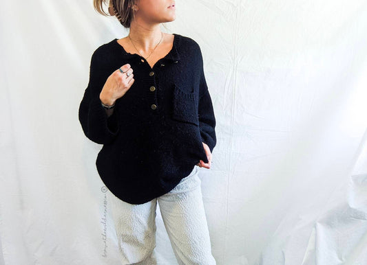 Navy Blue - Vintage Slouchy Color Packed Sweater